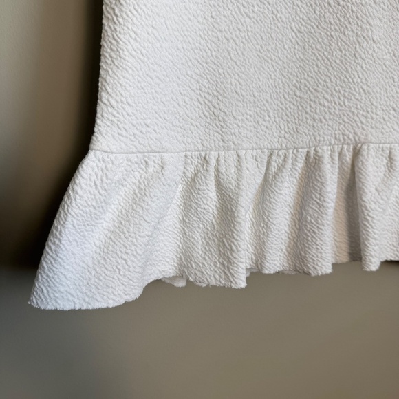 Anthropologie Postmark Short Sleeve Textured Peplum Top White Small Scoop Neck - Picture 3 of 13